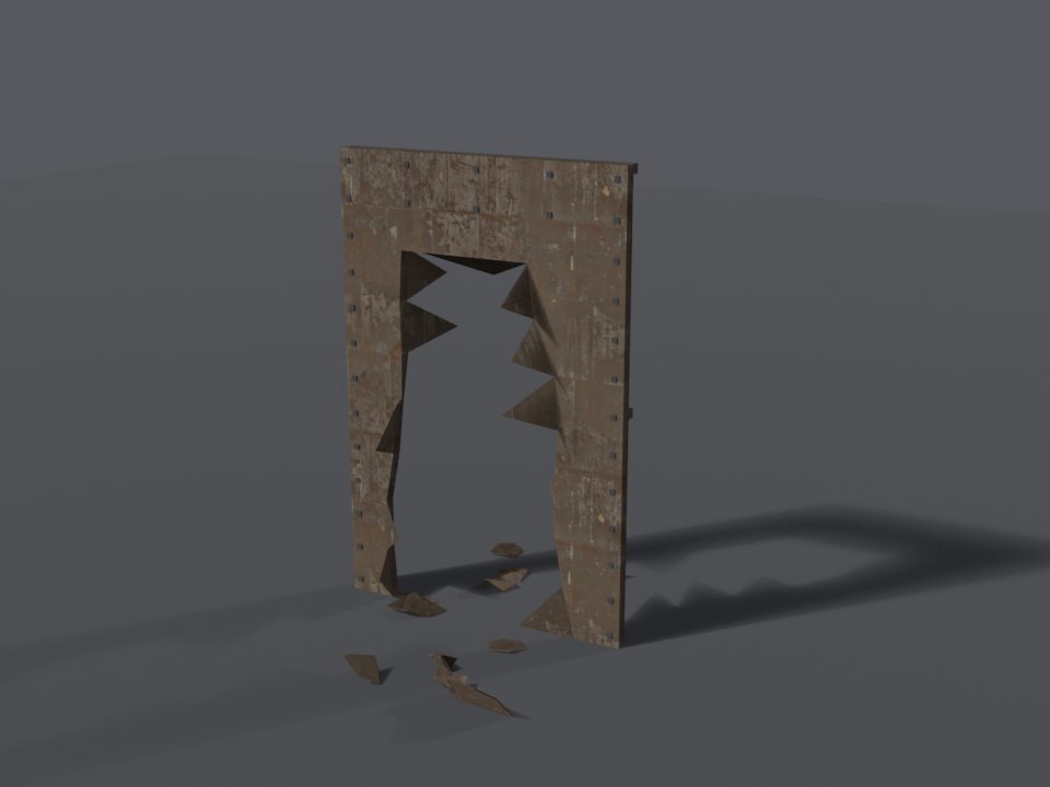 Riveted steel plate wall, breached