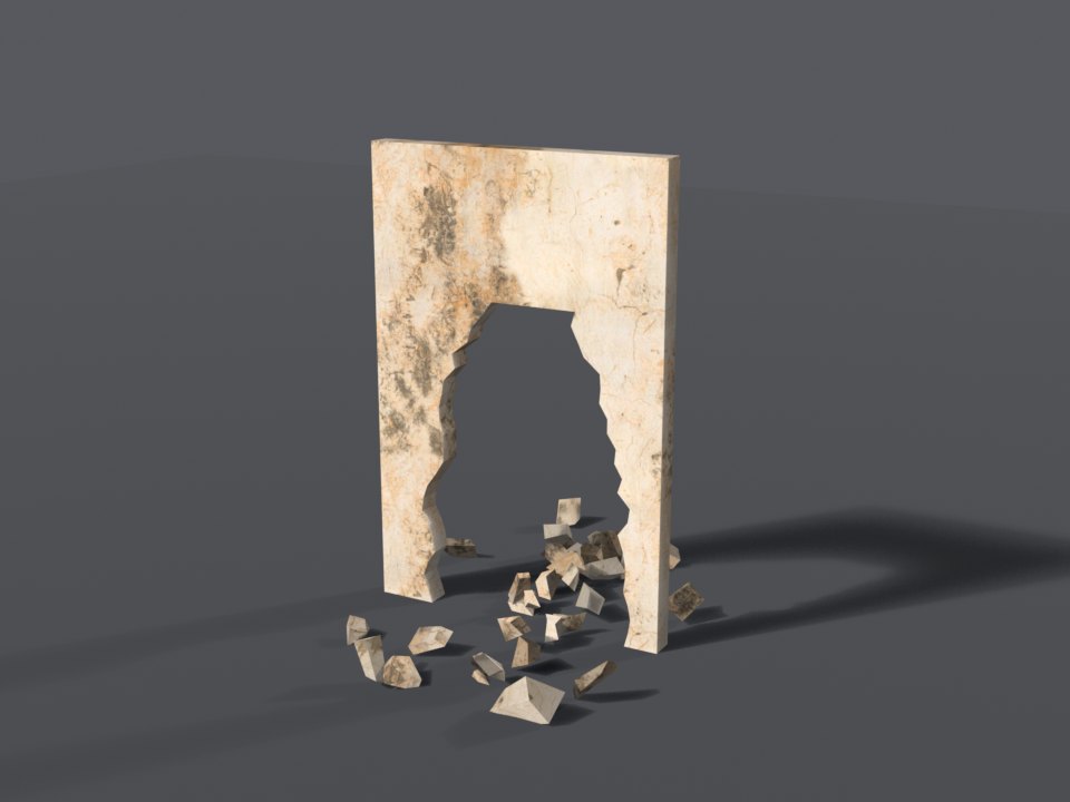 Old rendered wall, breached