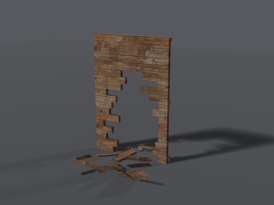 Timber plank wall, breached